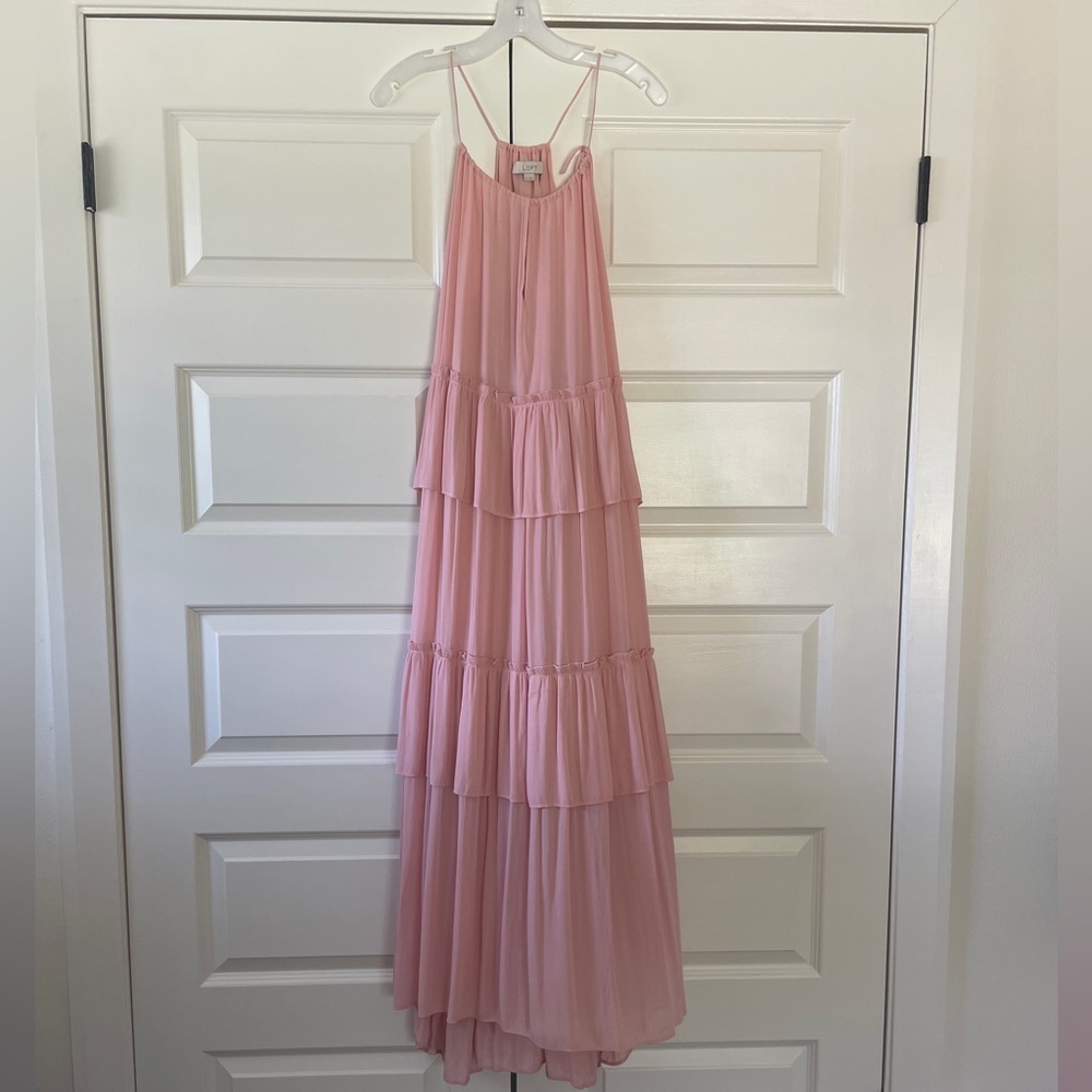 Strappy tiered pink Loft dress